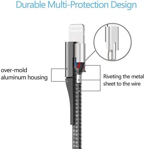 USB C to Lightning Cable (4Ft, 2-Pack),[Apple MFi Certified] 3A Fast Charging iPhone Charging Braided Cable, Durable Lightning to USB-C Carplay Data Cable for iPhone 14/13/12/11/XS/XR and More - Black in Kuwait