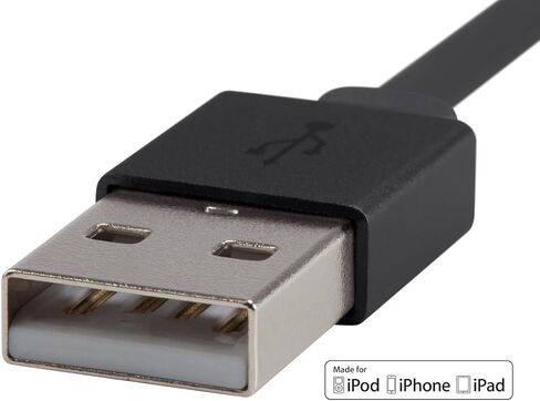 Monoprice Flat Apple MFi Certified Lightning to USB Type-A Charging Cable, 3 Feet, Black - Premium Series in Saudi Arabia