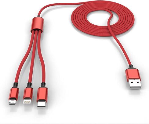 كابل شحن متعدد 3 في 1 USB طويل للآيفون، سلك شاحن هاتف عالمي مجدول من النايلون بطول 3 متر/10 أقدام USB C/Micro USB/محول موصل Lightning لأجهزة Android/Apple/Samsung/LG/Pixel/Huawei/XiaoMi (رمادي) in Kuwait