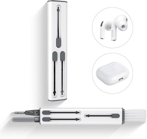 مجموعة تنظيف 4 في 1 متوافقة مع Airpods وAirpods Pro، قلم تنظيف متعدد الوظائف مع فرشاة ناعمة، أداة تنظيف مع إسفنجة متدفقة لحافظة سماعات الرأس والكمبيوتر والكاميرا والهاتف in Kuwait