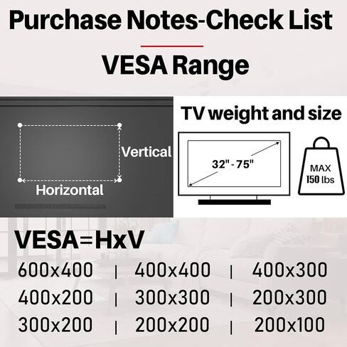 TV Wall Mount, Studless or Anchors Mount, Heavy Duty Aluminum Alloy TV Bracket Hanger for 32-75 inch All Brand Flat Screen TVs, Drywall No Stud, Easy Install with All Hardware Included in Kuwait