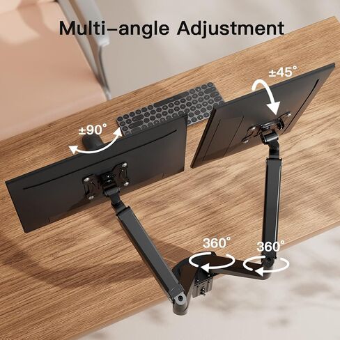 ايرجير حامل شاشة مزدوج، حامل شاشة مزدوج لشاشات 13-30 انش حتى 18.6 باوند، فيسا 75 × 75 ملم - 100 × 100 ملم، اذرع شاشة مزدوجة للمنزل والمكتب in Kuwait