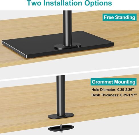 حامل شاشة مزدوج ErgoFocus لشاشتي كمبيوتر حتى 27 بوصة، حامل شاشة قائم بذاته يحمل بحد أقصى 17.6 رطل، حامل شاشة مكتب مع قاعدة من الزجاج المقسى ورف تخزين VESA Mount 75x75/100x100 in Kuwait