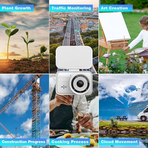 كاميرا Time Laspe 32 جيجابايت للتحكم في التطبيقات، واي فاي، صور 32 ميجابكسل 2.7K كاميرا فيديو بفاصل زمني للتركيز اليدوي، وضع الاستعداد 180 يومًا، عرض مباشر، ضوء تعبئة LED، تصوير متعدد لنمو زهرة النبات، البناء (أبيض) in Kuwait