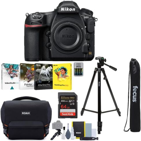 حزمة كاميرا NNikon D850 DSLR مع بطاقة الذاكرة وحقيبة أدوات الكتف مع الملحقات ومجموعة برامج الصور وحامل ثلاثي القوائم (5 قطع) in Kuwait