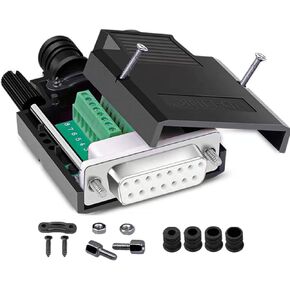 Jienk 2 قطعة DB15 أنثى بدون لحام RS232 D-SUB محولات تسلسلية، 16 مم أرق 15 دبوس موصل لوحة الاختراق مع ملحقات الحقيبة in Kuwait
