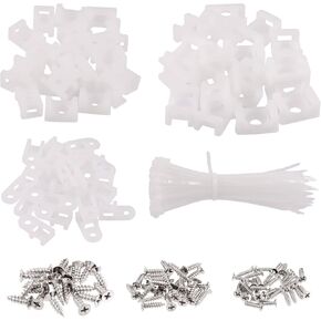 Glarks 360Pcs White Cable Tie Base and Cable Zip Ties with Mounting Screws Set, 120Pcs 3MM 4MM 6MM Saddle Type Mount Wire Holder and 120Pcs 6 Inch Self-Locking Cable Tie with 120Pcs Pan Head Screws