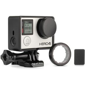 حافظة تثبيت باطار لكاميرا جو برو هيرو 4 3 3+ اكشن - حافظة اطار مع ابزيم اساسي، برغي طويل للابهام، عدسة واقية من الاشعة فوق البنفسجية، غطاء عدسة، وغطاء باب جانبي - اسود in Kuwait