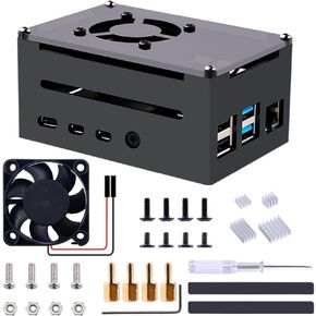حافظة GeeekPi لـ Raspberry Pi 4، حافظة ألومنيوم Pi 4 مع مروحة، غرفة تبريد Pi 4 لـ Raspberry Pi 4 Model B، حافظة عالية تدعم قبعة POE in Kuwait