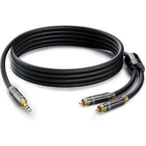 3.5mm AUX Cable 10 Ft (Real Hi-Fi Sound-Silver Plated Copper-Spring SR-Shielded) Auxiliary Stereo Audio Cable Braided 1/8 inch 3.5 mm AUX Cord for Headphones, Car, Home Stereos, Speaker,Phones