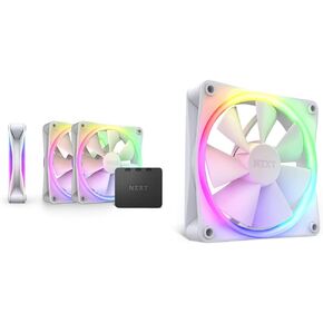 حزمة ثلاثية NZXT F120 RGB Duo - 3 × 120 مم مراوح RGB مزدوجة الجوانب مع وحدة تحكم RGB وLian Li Strimer Plus V2 24 Pin (PW24-PV2) - كابل تمديد طاقة RGB قابل للعنونة