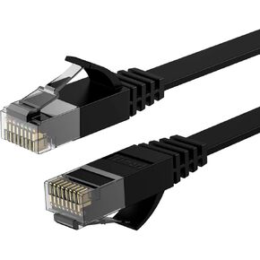 كابل إيثرنت TESmart Cat 6 بطول 50 قدمًا/15 مترًا، كابل RJ45 للشبكة المحلية المسطحة عالي السرعة 1000 ميجابت في الثانية 250 ميجا هرتز، يدعم Cat 5e، مناسب لمحول الشبكة/مودم جيجابت، إلخ (50 قدمًا / 15 مترًا، أسود) in Kuwait