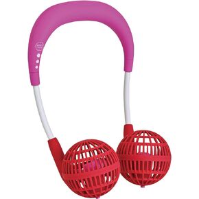 SPICE OF LIFE Kids Neck Fan - Hands-Free Wireless W Fan for Kids Ages 6 to 12, Pink - 2 AAA Battery Operated Fan, Gentler Breeze, One Speed Setting, Enclosed Cooling Fan, Enhanced Safety Features