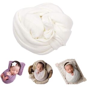 Newborn Baby Photo Props Blanket Stretch Knit Double-Side Wrap for Boys Girls Photography Shoot (White) in Kuwait