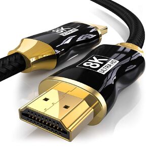 كابل HDMI NIUBB 8K بطول 3 أقدام و2.1 كابل HDMI بطول 3 أقدام يدعم 48 جيجابت في الثانية 8K@60 هرتز، 4K@120 هرتز HDR، ثلاثي الأبعاد، Dolby Vision، Dolby Atmos متوافق مع جميع أجهزة التلفاز، BluRay، Xbox، PS4 (مبيت من سبائك الزنك) in Kuwait