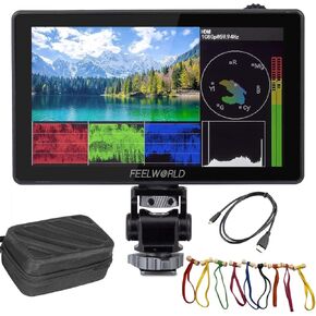 FEELWORLD LUT5 5.5 بوصة فائقة السطوع 3000nit DSLR كاميرا مراقبة ميدانية تعتيم تلقائي شاشة لمس HDR 3D LUT مع شكل موجي 4K HDMI مدخل مخرج 1920X1080 لوحة IPS in Kuwait