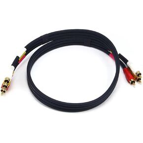 Monoprice Video Cable - 1.5 Feet - Black | Triple RCA Stereo Video Dubbing Composite Cable, Gold Plated Connectors