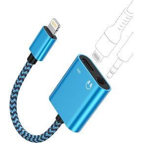 مقسم سماعات Apple Lightning 2 في 1 للسيارة، [معتمد من MFI] Lightning إلى صوت مساعد لسماعات الرأس 3.5 ملم + محول مقبس Aux دونجل للشحن السريع لأجهزة iPad iPhone 14 13 12 11 XR XS 8 iPod in Kuwait