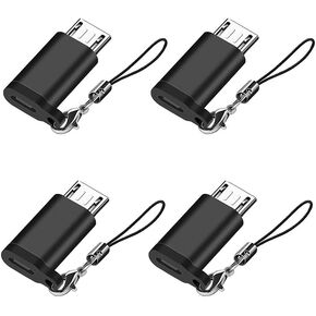 محول Seminer USB C إلى Micro USB (4 حزم)، موصل تحويل من النوع C أنثى إلى Micro USB ذكر مع حبل متوافق مع Samsung Galaxy S7/S7 Edge، وأجهزة Micro USB، أسود in Kuwait