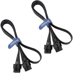 COMeap (2-Pack) PCIe 8 Pin Male إلى Dual 2X 8 Pin (6+2) كابل محول الطاقة PCI Express ذكر لإمدادات الطاقة المعيارية EVGA 25 بوصة + 9 بوصة (63 سم + 23 سم) in Kuwait