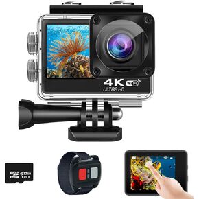 Mafomil Action Camera 4K 60FPS,WiFi Sports Camera with Touch Screen,24 MP HD Underwater Camera,EIS 170 ° Ultra Wide Angle, 98FT Waterproof Underwater Camera(Remote Control/32G SD Card/Accessory Kit) in Saudi Arabia