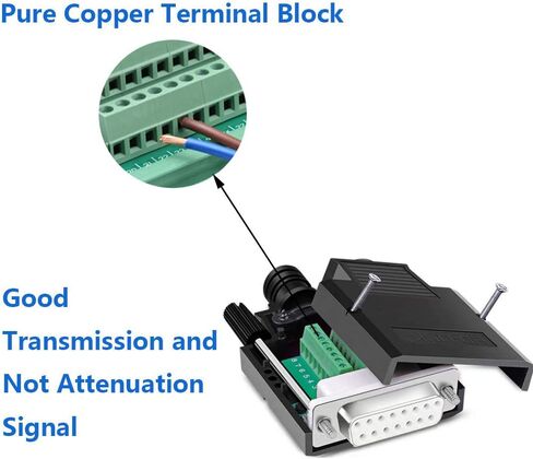 Jienk 2Pcs DB15 Solderless Female RS232 D-SUB Serial Adapters, 16mm thinner 15 Pin Port Terminal Solderfree Breakout Board Connector with Case Accessories in Kuwait