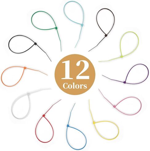 1200 Pieces Colored Zip Ties 4 Inch Multi-Purpose Self-Locking Nylon Cable Ties in 12 Different Colour, Assorted Cord Management Bands for Chicken Leg Home Office Garden Workshop in Kuwait