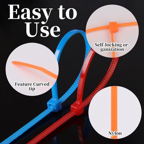 1200 Pieces Colored Zip Ties 4 Inch Multi-Purpose Self-Locking Nylon Cable Ties in 12 Different Colour, Assorted Cord Management Bands for Chicken Leg Home Office Garden Workshop in Kuwait
