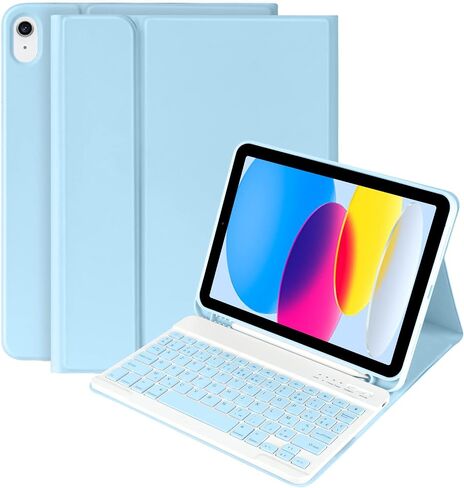 besky Keyboard Case for iPad 11th/10th Gen 11 Inch & 10.9 Inch, Light Blue in Kuwait
