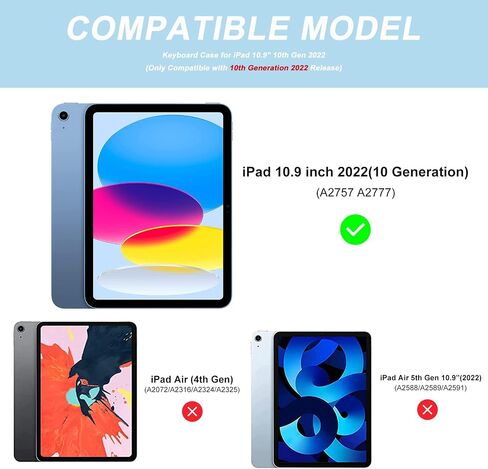 besky Keyboard Case for iPad 11th/10th Gen 11 Inch & 10.9 Inch, Light Blue in Kuwait