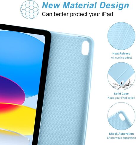 besky Keyboard Case for iPad 11th/10th Gen 11 Inch & 10.9 Inch, Light Blue in Kuwait