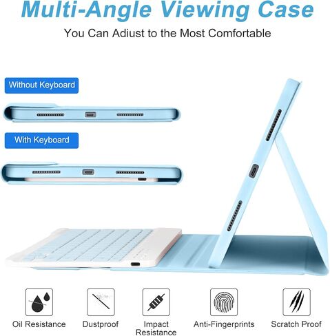 besky Keyboard Case for iPad 11th/10th Gen 11 Inch & 10.9 Inch, Light Blue in Kuwait