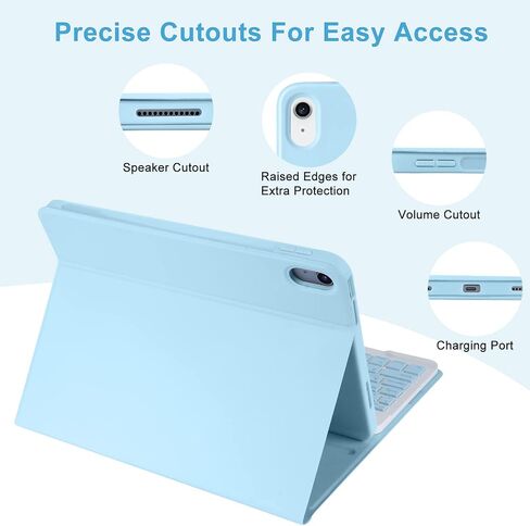 besky Keyboard Case for iPad 11th/10th Gen 11 Inch & 10.9 Inch, Light Blue in Kuwait