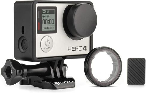 حافظة تثبيت باطار لكاميرا جو برو هيرو 4 3 3+ اكشن - حافظة اطار مع ابزيم اساسي، برغي طويل للابهام، عدسة واقية من الاشعة فوق البنفسجية، غطاء عدسة، وغطاء باب جانبي - اسود in Kuwait