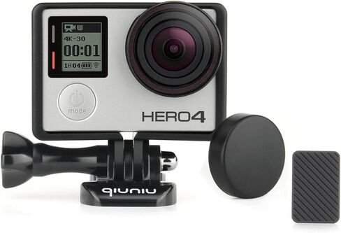 حافظة تثبيت باطار لكاميرا جو برو هيرو 4 3 3+ اكشن - حافظة اطار مع ابزيم اساسي، برغي طويل للابهام، عدسة واقية من الاشعة فوق البنفسجية، غطاء عدسة، وغطاء باب جانبي - اسود in Kuwait