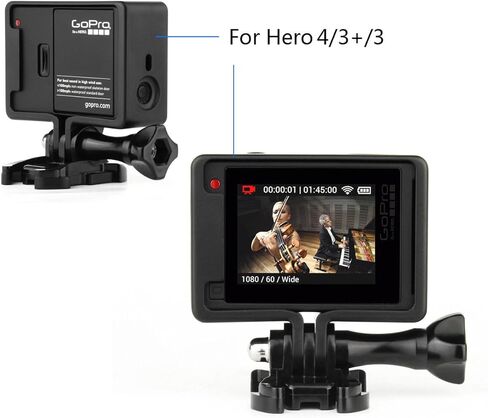 حافظة تثبيت باطار لكاميرا جو برو هيرو 4 3 3+ اكشن - حافظة اطار مع ابزيم اساسي، برغي طويل للابهام، عدسة واقية من الاشعة فوق البنفسجية، غطاء عدسة، وغطاء باب جانبي - اسود in Kuwait