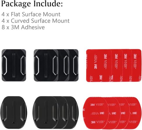 HSU Adhesive Mounts Helmet Adhesive Sticky Mounts Flat Curved 3M Mount Compatible with GoPro Hero 12, 11, 10, 9, 8, 7, Max, Fusion, 6, 5, 4, Session, 3+, 3, 2, 1 and Other Action Camera (8 Pack) in Kuwait
