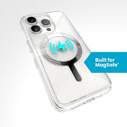 Speck Clear iPhone 15 Case - Slim, Built for MagSafe, Drop Protection Grip - for iPhone 15, iPhone 14 & iPhone 13 - Scratch Resistant, Anti-Yellowing, 6.1 Inch Phone Case - GemShell Grip Clear in Saudi Arabia