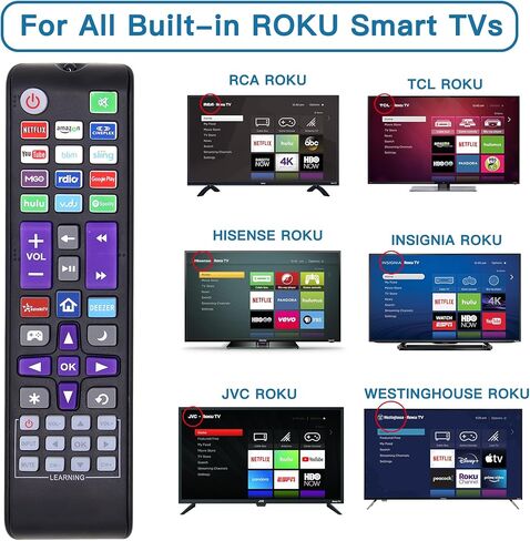 جهاز تحكم MYHGRC عالمي لجميع أجهزة تلفزيون Roku (Onn/JVC/RCA/Philips/Element/LG/TCL/Hitachi/Hisense والمزيد)، Roku Box/Player/Express، Bose Wave I/II/III/IV وApple 1/2 /3 أجيال [ليس لـ Roku Stick] in Kuwait