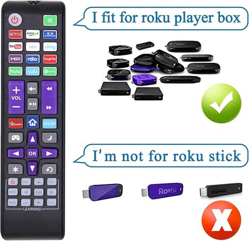جهاز تحكم MYHGRC عالمي لجميع أجهزة تلفزيون Roku (Onn/JVC/RCA/Philips/Element/LG/TCL/Hitachi/Hisense والمزيد)، Roku Box/Player/Express، Bose Wave I/II/III/IV وApple 1/2 /3 أجيال [ليس لـ Roku Stick] in Kuwait