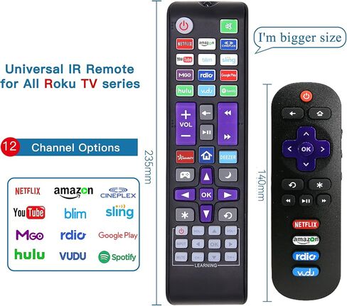 جهاز تحكم MYHGRC عالمي لجميع أجهزة تلفزيون Roku (Onn/JVC/RCA/Philips/Element/LG/TCL/Hitachi/Hisense والمزيد)، Roku Box/Player/Express، Bose Wave I/II/III/IV وApple 1/2 /3 أجيال [ليس لـ Roku Stick] in Kuwait
