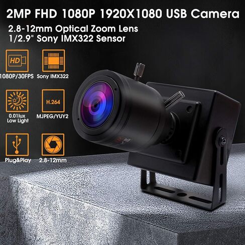 SVPRO 1080P USB Camera Module with Microphone, 2.8-12mm Zoom Lens, 0.01 Low Light Camera for Surveillance, IMX323 Sensor Webcam Board Module H.264 Supported in Kuwait