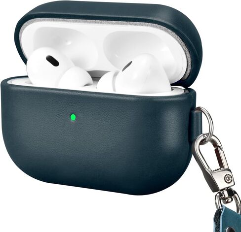 حافظة جلدية من ICARERFAMILY لأجهزة AirPods Pro 2 (2022)، غطاء حماية مقاوم للصدمات من الجلد الأصلي لأجهزة AirPods Pro 2، حافظة شحن سماعات الأذن (مرئية LED) تدعم الشاحن اللاسلكي بني in Saudi Arabia