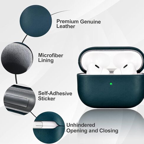 حافظة جلدية من ICARERFAMILY لأجهزة AirPods Pro 2 (2022)، غطاء حماية مقاوم للصدمات من الجلد الأصلي لأجهزة AirPods Pro 2، حافظة شحن سماعات الأذن (مرئية LED) تدعم الشاحن اللاسلكي بني in Saudi Arabia