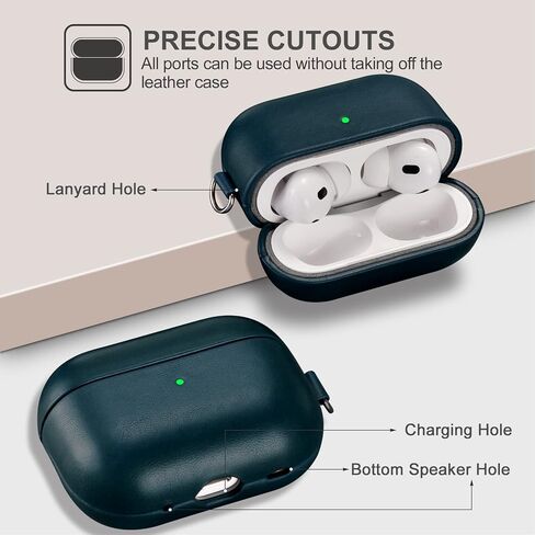 حافظة جلدية من ICARERFAMILY لأجهزة AirPods Pro 2 (2022)، غطاء حماية مقاوم للصدمات من الجلد الأصلي لأجهزة AirPods Pro 2، حافظة شحن سماعات الأذن (مرئية LED) تدعم الشاحن اللاسلكي بني in Saudi Arabia