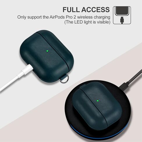 حافظة جلدية من ICARERFAMILY لأجهزة AirPods Pro 2 (2022)، غطاء حماية مقاوم للصدمات من الجلد الأصلي لأجهزة AirPods Pro 2، حافظة شحن سماعات الأذن (مرئية LED) تدعم الشاحن اللاسلكي بني in Saudi Arabia