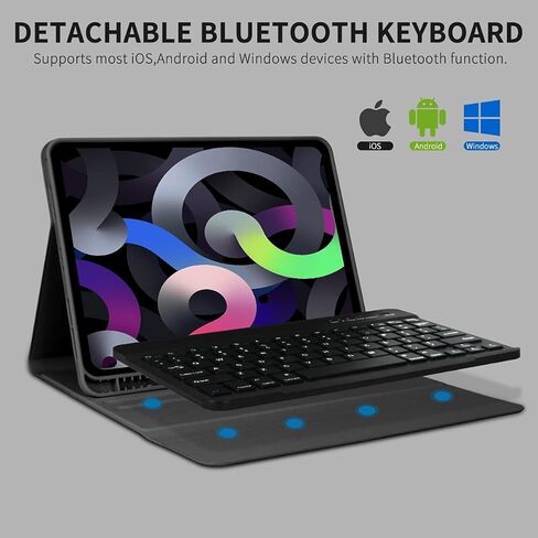 حافظة لوحة مفاتيح لجهاز iPad Pro 11 بوصة الجيل الرابع 2022 / iPad Pro 11 بوصة 2021 و2020 و2018، iPad Air الجيل الخامس/الرابع، لوحة مفاتيح بلوتوث قابلة للفصل مع حامل قلم لجهاز iPad 11 بوصة (الجيل الأول/الثاني/الثالث) (أزرق سماوي) in Kuwait