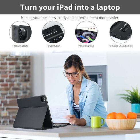 حافظة لوحة مفاتيح لجهاز iPad Pro 11 بوصة الجيل الرابع 2022 / iPad Pro 11 بوصة 2021 و2020 و2018، iPad Air الجيل الخامس/الرابع، لوحة مفاتيح بلوتوث قابلة للفصل مع حامل قلم لجهاز iPad 11 بوصة (الجيل الأول/الثاني/الثالث) (أزرق سماوي) in Kuwait