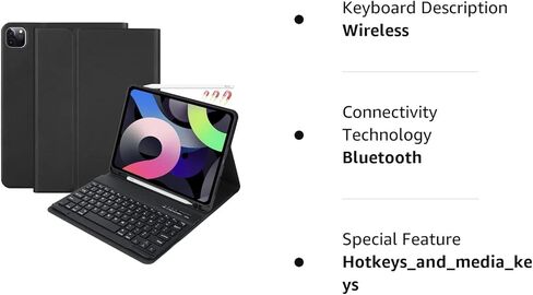 حافظة لوحة مفاتيح لجهاز iPad Pro 11 بوصة الجيل الرابع 2022 / iPad Pro 11 بوصة 2021 و2020 و2018، iPad Air الجيل الخامس/الرابع، لوحة مفاتيح بلوتوث قابلة للفصل مع حامل قلم لجهاز iPad 11 بوصة (الجيل الأول/الثاني/الثالث) (أزرق سماوي) in Kuwait