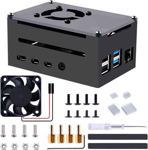 GeeekPi Raspberry Pi 4 Case, Raspberry Pi 4 Aluminum Case with Fan, Raspberry Pi 4 Heatsink for Raspberry Pi 4 Model B, High Case Supports POE Hat in Saudi Arabia